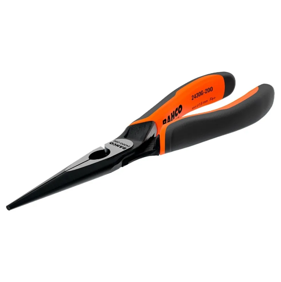 Alicates de pontas compridas ERGO™ com pegas de dois componentes e abertura automática e acabamento em fosfato(200 mm) Bahco 2430 G-200