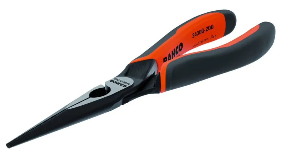 Alicates de pontas compridas ERGO™ com pegas de dois componentes e abertura automática e acabamento em fosfato(200 mm) Bahco 2430 G-200