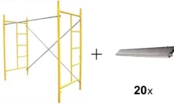 Andaime 2MT + 2 Laterais + Cruzeta + Travessa + Prancha Galvanizada 40cm -20 Unidades