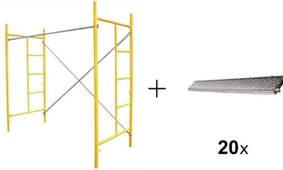 Andaime 2MT + 2 Laterais + Cruzeta + Travessa + Prancha Galvanizada 40cm -20 Unidades