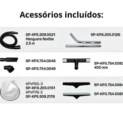 Aspirdor Pó/Líquido 2.000W 130l/s 2 Motores Kompak KP-VP65-2