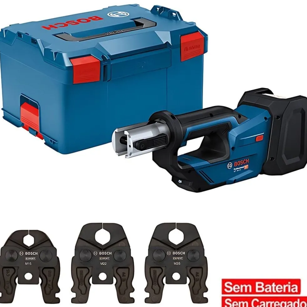 Bosch Professional Máquina Prensar Tubos sem Fio GPT 18V-19 com Kit 3 Mordentes SV(15/22/28)+Mala L-BOXX 238