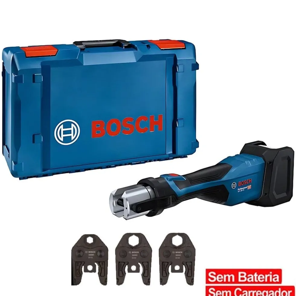 Bosch Professional Máquina Prensar Tubos sem Fio GPT 18V-32 com Kit 3 Mordentes SV(15/22/28)+Mala L-BOXX 238