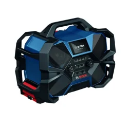 Bosch Professional Rádio de Estaleiro sem Fio GPB 18VH-6 SRC com Protetor Ecrã,Acessório Abre-Garrafas,2 pilhas LR03-1,5V