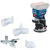 Bosch Professional Tupia de Canto e Superfície sem Fio GKF 18V-8 com Calha Paralela,Protetor de Limalha,Pinça 8mm,2 Adaptadores de Aspiração (Plano e Angular)