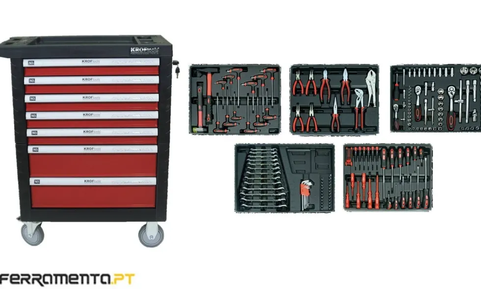 Carro de Ferramentas 170 Pcs 7 Gavetas Kroftools 8610