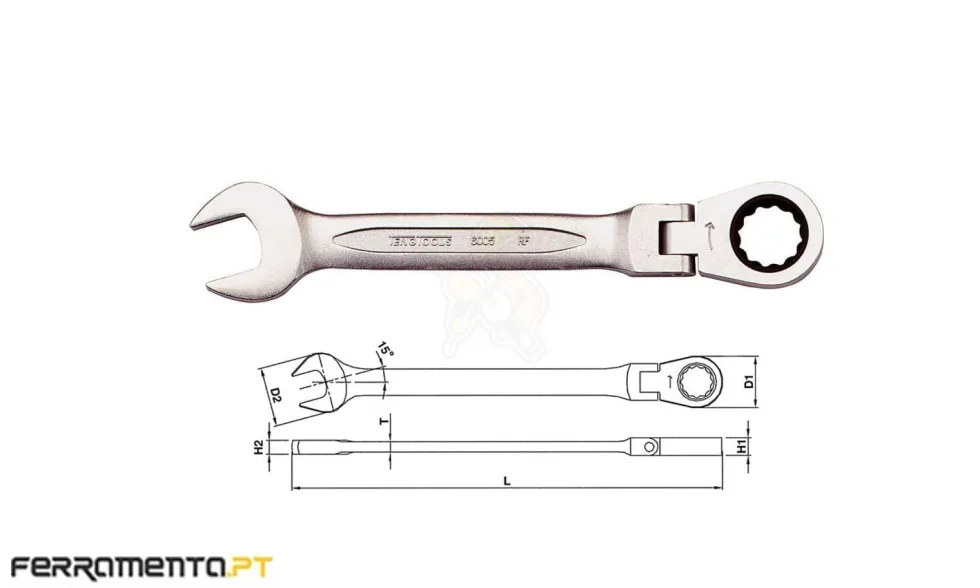 Chave Combinada com Roquete Flexível 12 mm Teng Tools 600512RF