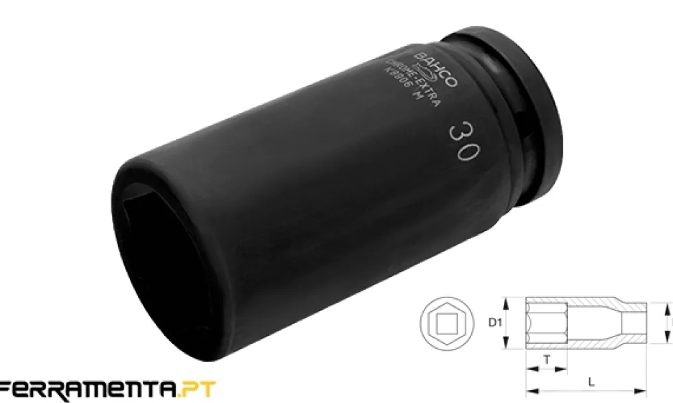 Chave de impacto 3/4" 24mm longa 6 faces Bahco K8906M-24
