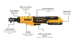 Chave de roquete 1/4" 12V 54Nm Dewalt DCF504D1
