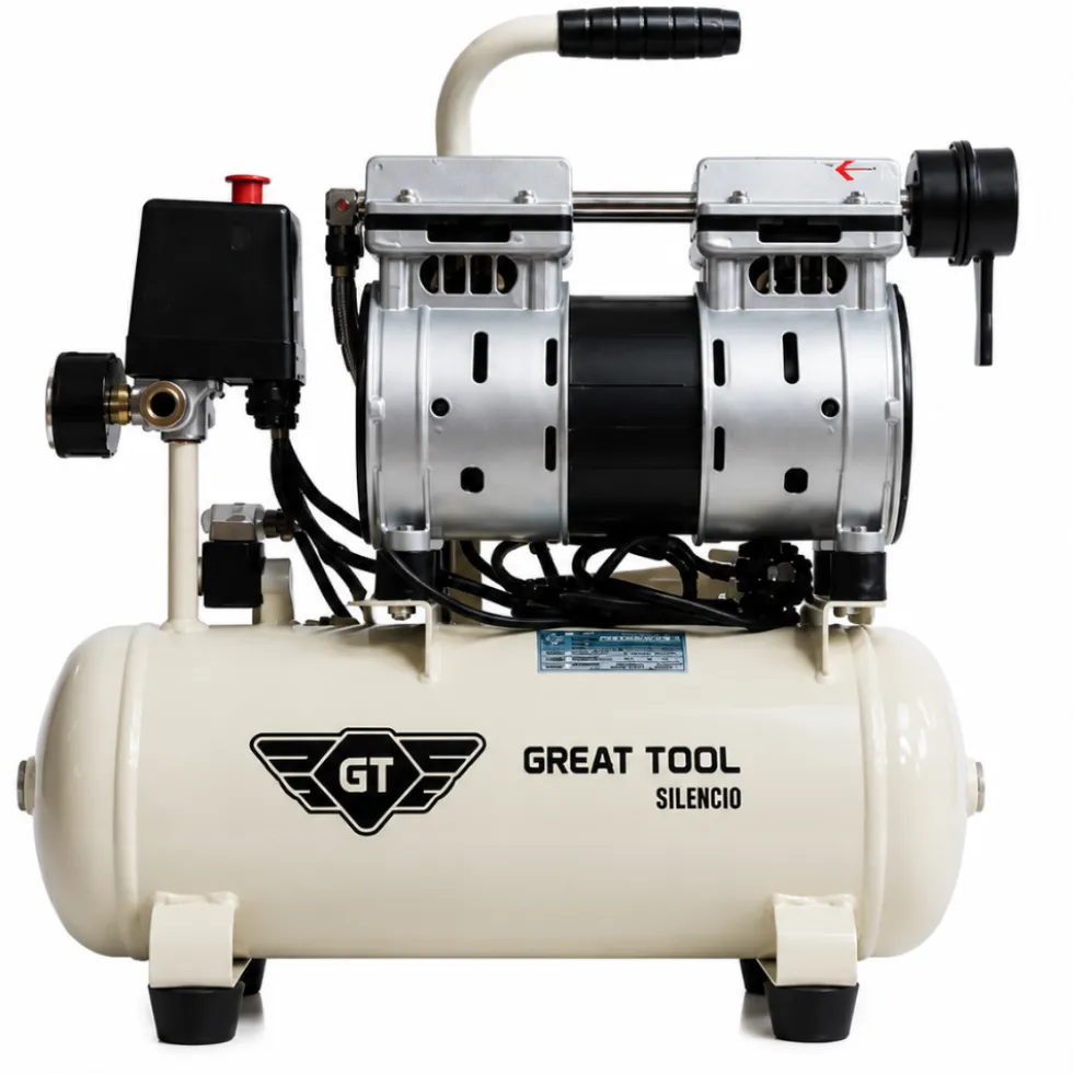 Compressor Silencioso Isento De Óleo 8L 0.75HP 230V Great Tool CP008000CMS