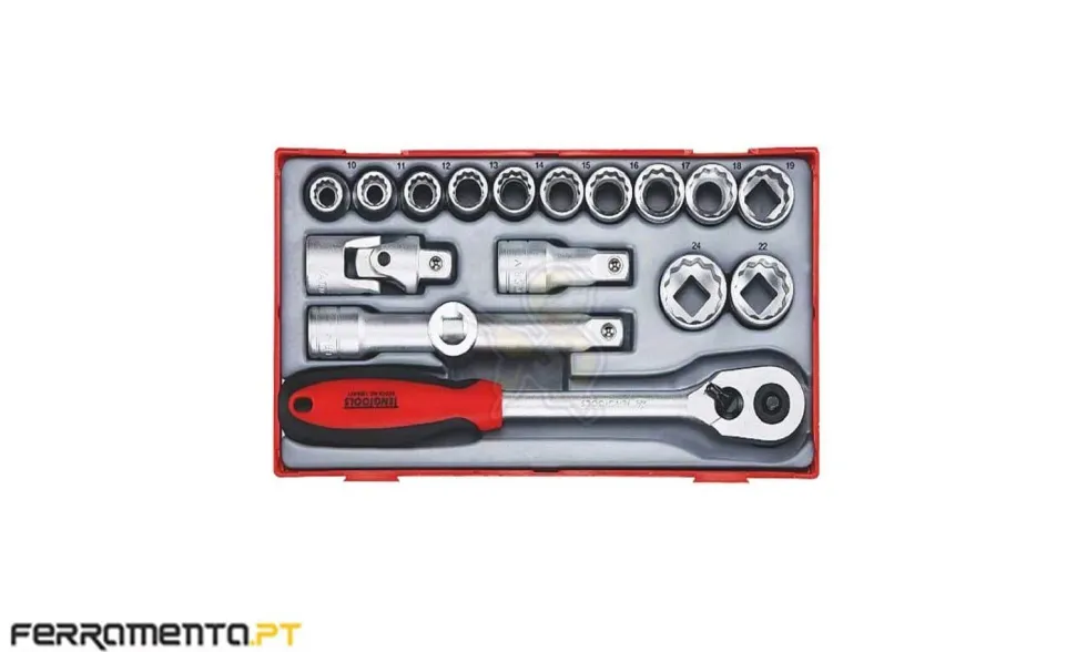 Conjunto de chaves métricas de 6 pontos 1/2" Teng Tools TT1218-6