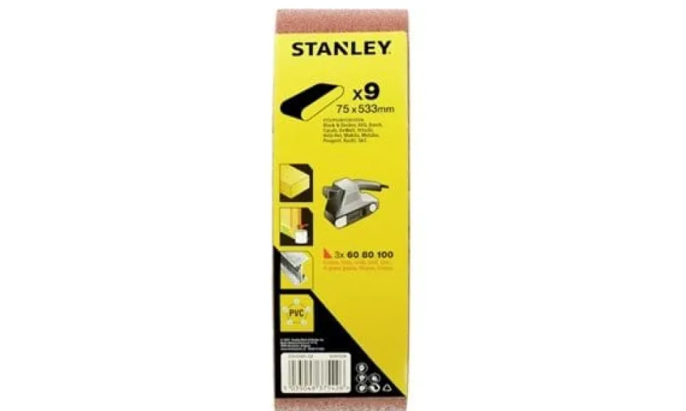 Conjunto de Lixas de Cinta 75x533mm Stanley STA33481-QZ