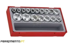 Conjunto 17 peças métricas 1/2" 6 pontos Teng Tools TT1217-6