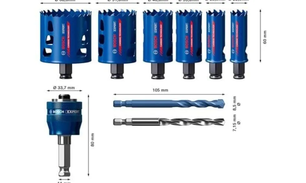 Conjunto Serra Craneana EXPERT Tough Material 22-68mm Bosch 2608900446