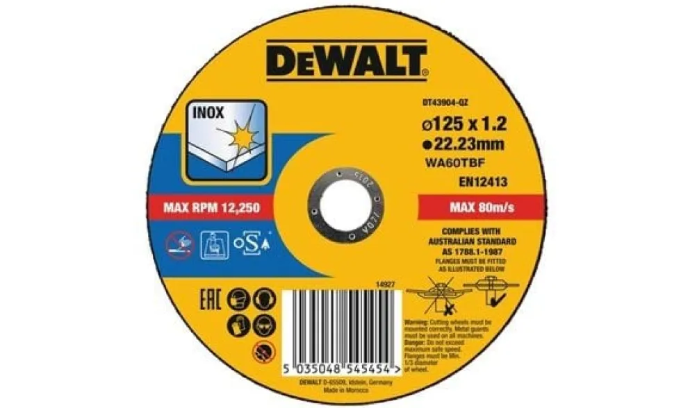 Disco De Corte De Alto Desempenho Para Aço Inox-OSA 125x1.2mm Dewalt DT43904-QZ