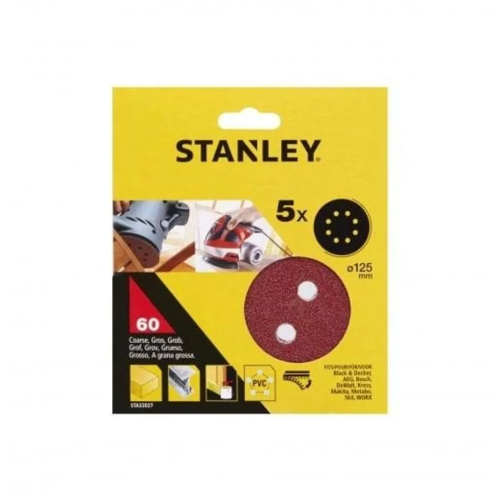 Discos de Lixa 125mm Grão 60 Stanley STA32027-XJ