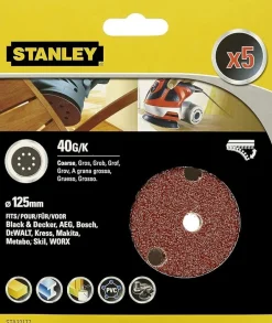 Discos de Lixa 125mm Grão 40 Stanley STA32177-XJ