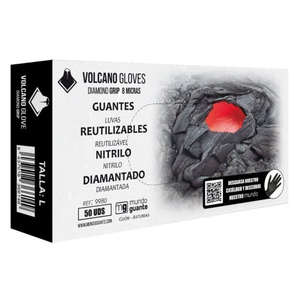 Dispensador de Luvas Vulcão Pretas Diamante 50Uni – S Mundo Guante 9980S