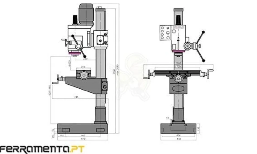 Engenho de Furar de Coluna 400V C/ Mesa Optimum DH 40CT