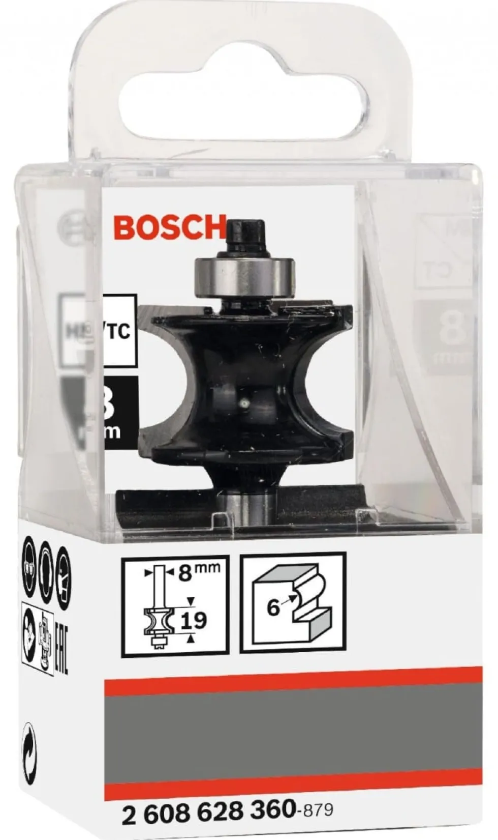 Fresa Meia-Cana Redonda 8x 6 x 19mm Bosch 2608628360