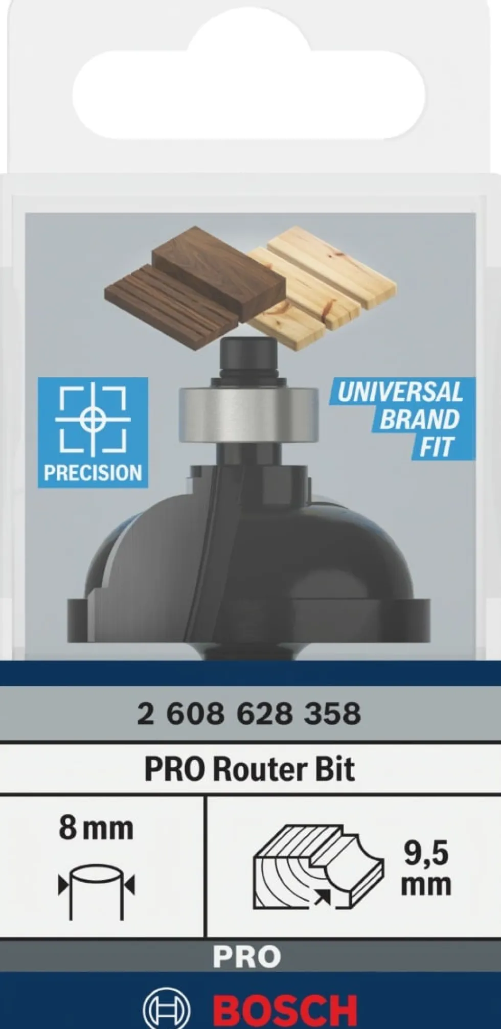 Fresa Perfil F 8x 9,5 x 17 Bosch 2608628358