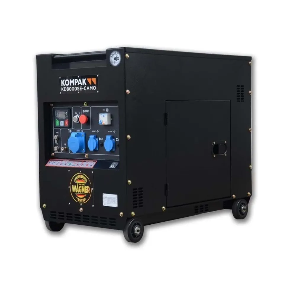 Gerador Diesel Silenc. 6,3 Kw 230 V Depósito 28L Kompak KD8000SE CAMO