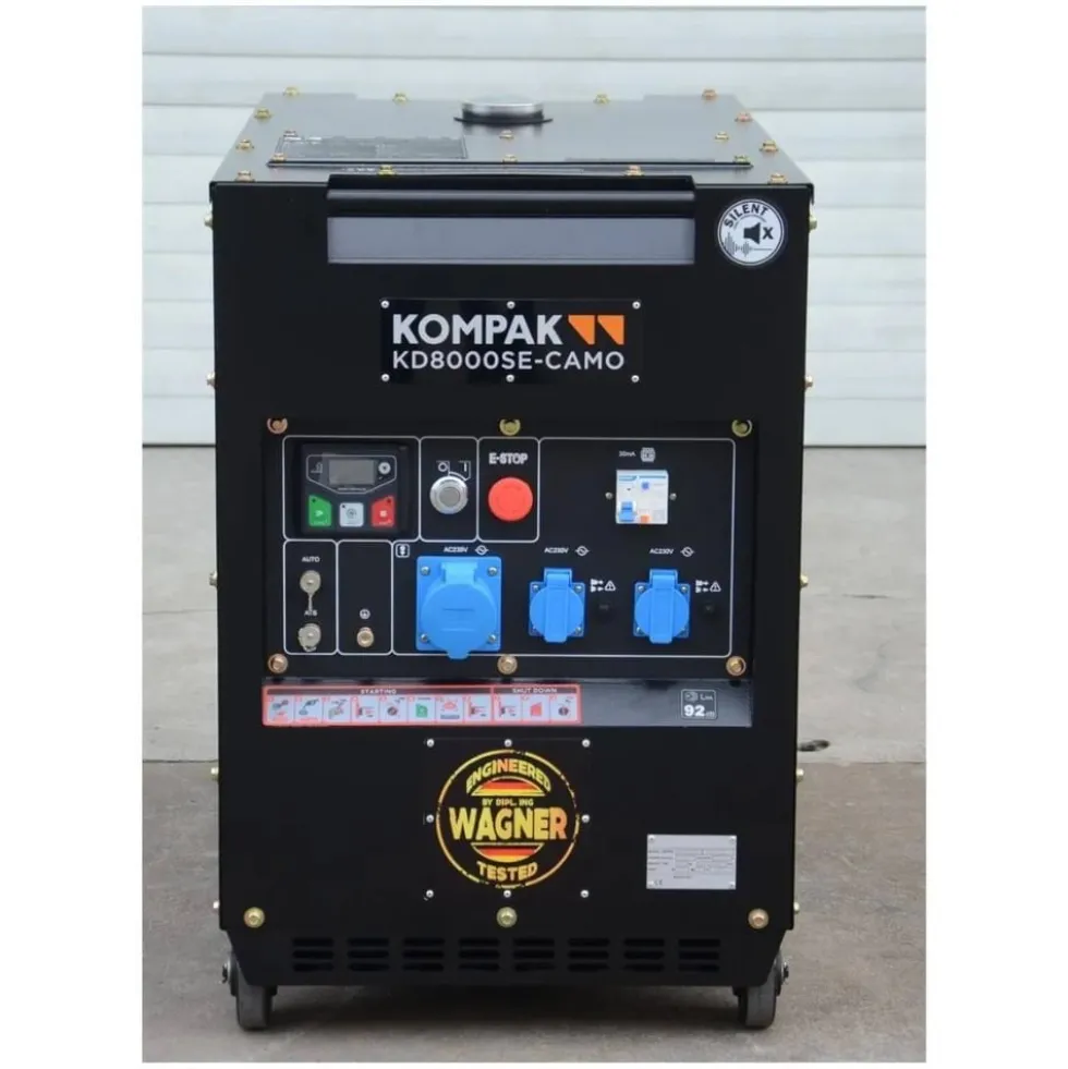 Gerador Diesel Silenc. 6,3 Kw 230 V Depósito 28L Kompak KD8000SE CAMO