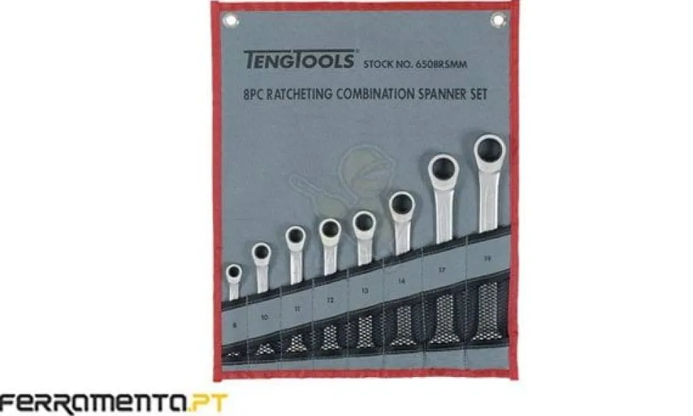 Jogo de 8 Chaves Boca Luneta com Roquete Teng Tools 6508RSMM