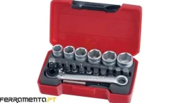 Jogo de Chaves de Caixa 1/4" e Bits 19Pcs Teng Tools T1419