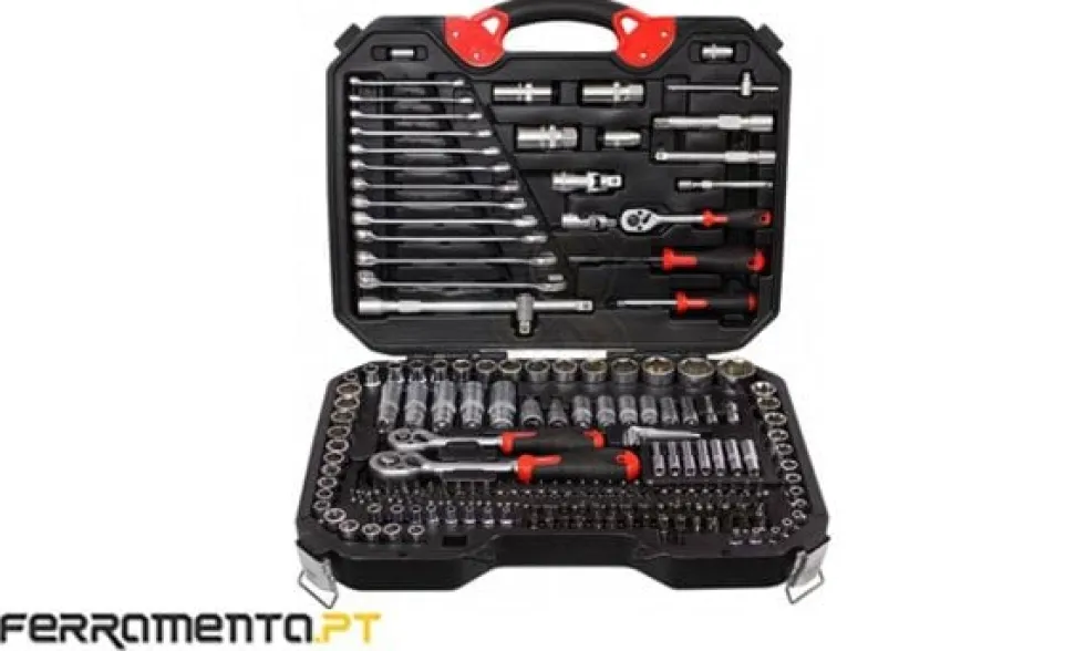 Jogo de Chaves de Caixa 1/4''-3/8''-1/2" 218 Pcs Kroftools 2218