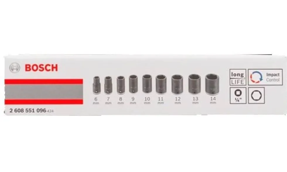 Jogo de 9 Chaves de Impacto 1/4" Bosch 2 608 551 096