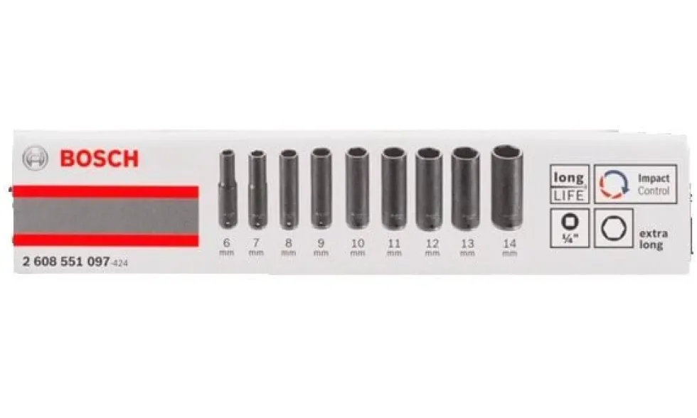 Jogo de 9 Chaves de Impacto 1/4" Bosch 2 608 551 097