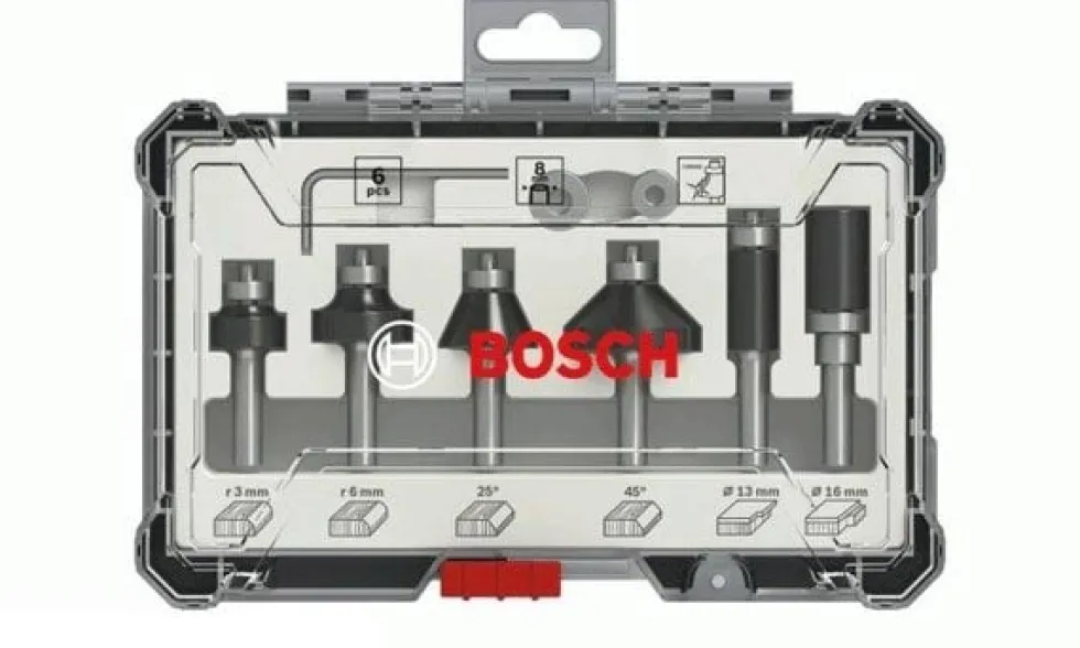 Jogo de Fresas Retas 6 Pcs encabadouro 8mm Bosch 2607017469