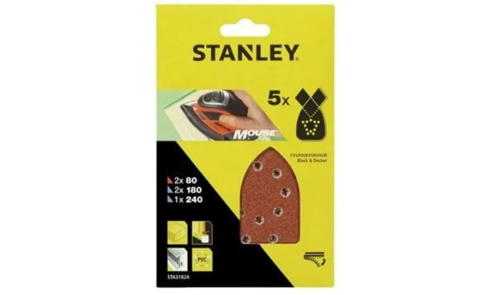 Jogo Misto de Folhas de Lixa Mouse Stanley STA31024-XJ
