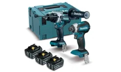 Kit Combo Aparafusadora de Impacto + Berbequim 18V 5,0Ah BL Makita DLX2418TJ