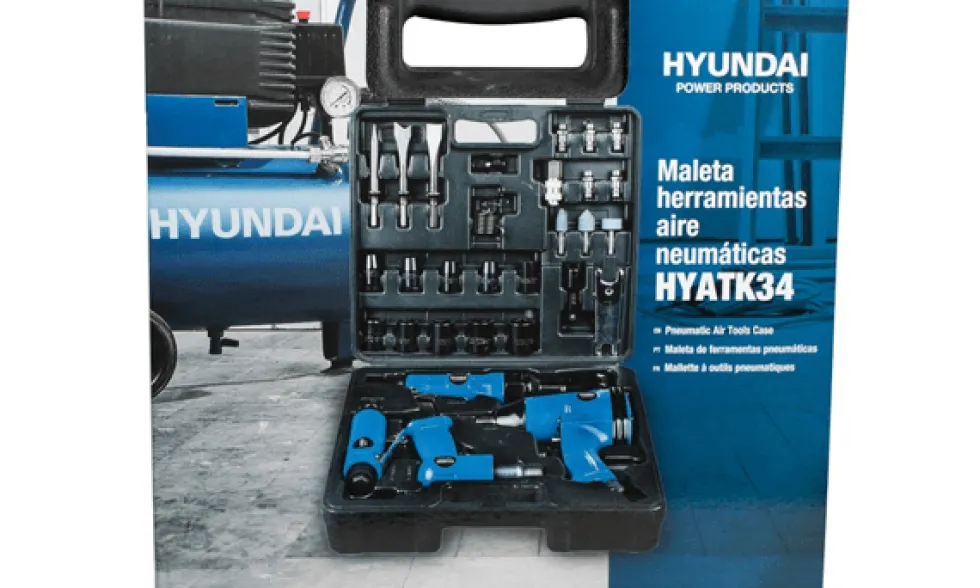 Kit de 5 Máquinas Pneumáticas + 28 Acessórios Hyundai HYATK34