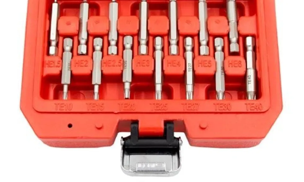 Kit extrator perfis danificados TORX/HEX 19 peças Kroftools 3074