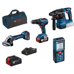 Kit 4 Máquinas GSB 18V-55 + GWS 18V-7 + GBH 18V-21 + GLM 40 + Bateria 18V Bosch