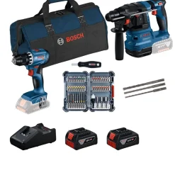 Kit 2 Máquinas GSR+ GBH 18V-22 + Jogo de Pontas Bosch 0615V0003D