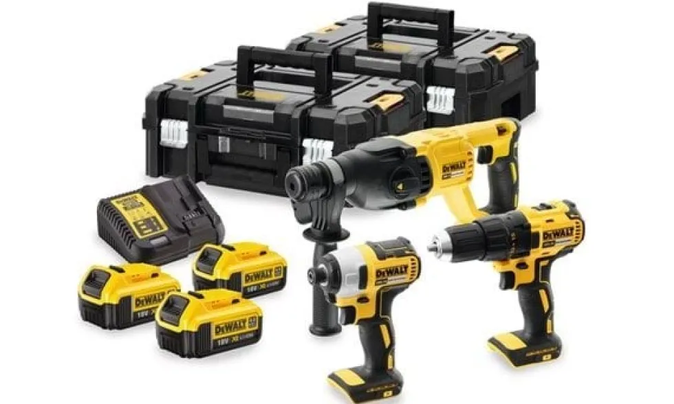 Kit 18V = Aparafusadora DCD777 + Martelo Giratório DCH133 + Chave de impacto DCF787 DEWALT DCK372M3T-QW