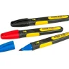 Marcadores Preto/Vermelho/Azul Ponta Fina Stanley 0-47-322