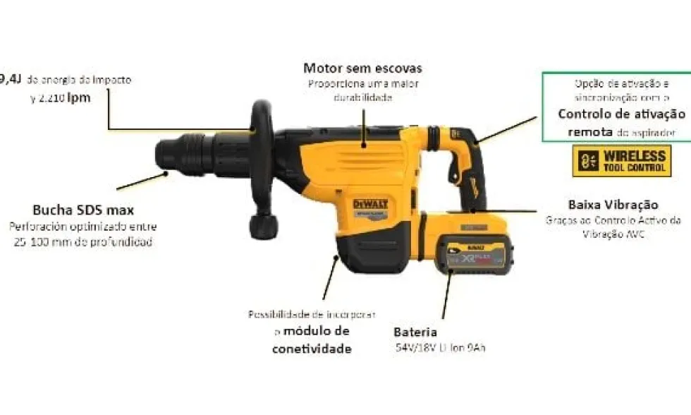 Martelo demolidor XR Flexvolt 54V Dewalt DCH892X2