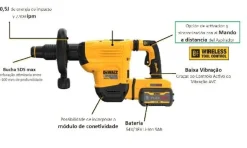 Martelo Demolidor XR Flexvolt 54V 6Kg Dewalt DCH832X2-QW