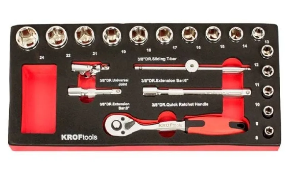 Módulo 19 peças chaves de caixa 1/4” Kroftools 8511