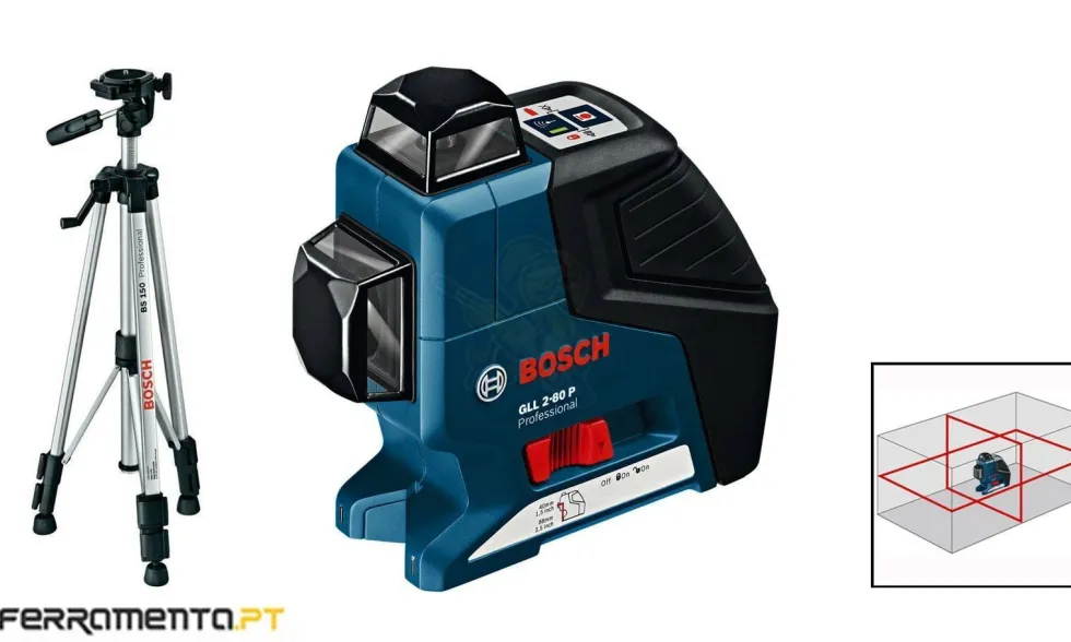 Nível Laser de linhas 360º Bosch GLL 2-80 P Professional + BT 150