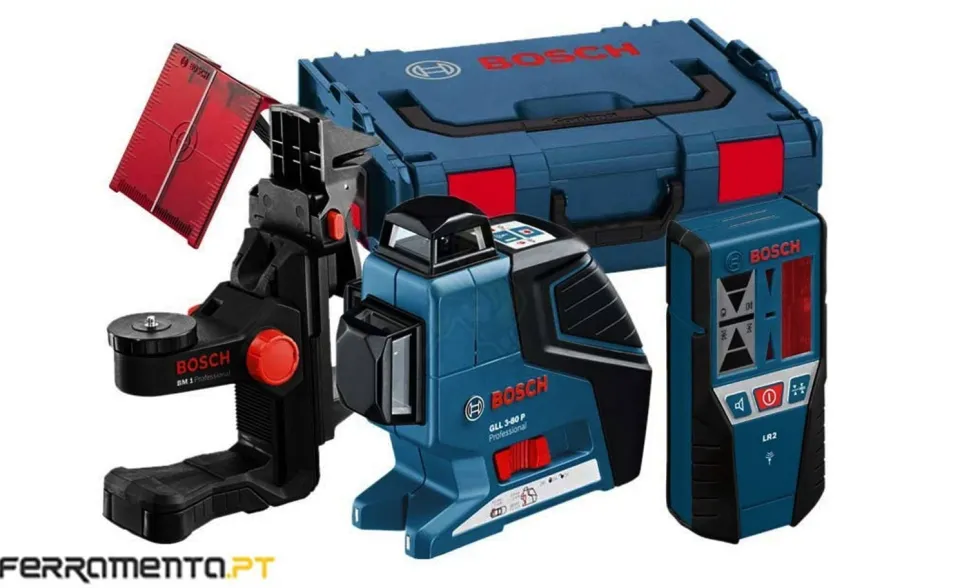 Nível Laser de linhas 80 m Bosch GLL 3-80 P Professional + BM 1 + LR2