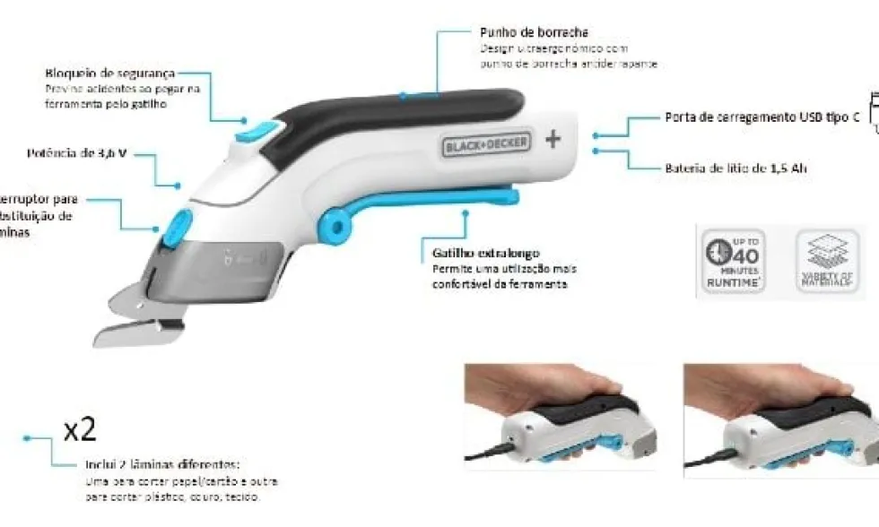 Tesoura 3.6 V Black & Decker BCSC115-XJ
